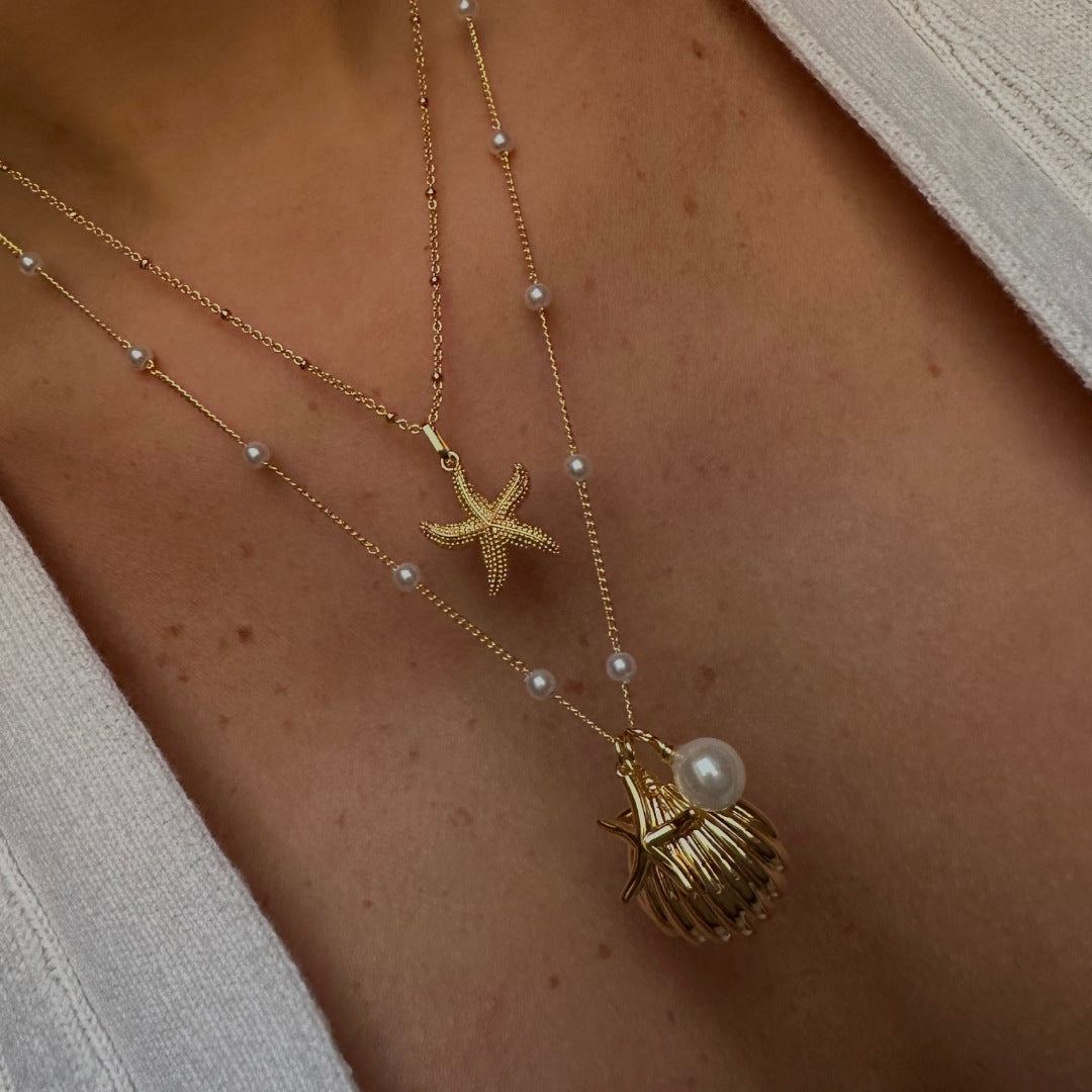 Seaside Seaside Vintage Pearl Conch Necklace