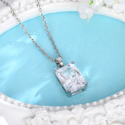 Women's Square Diamond Necklace Creative Pendant