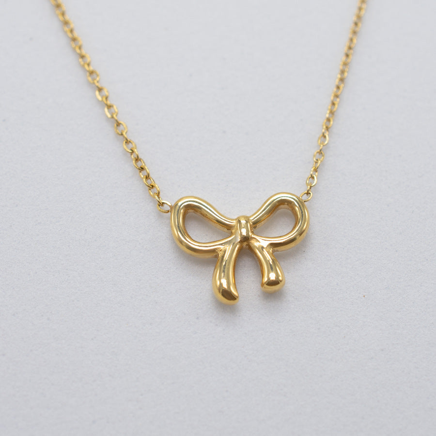 Simple Cute Bow Color-preserving Clavicle Pendant Necklace