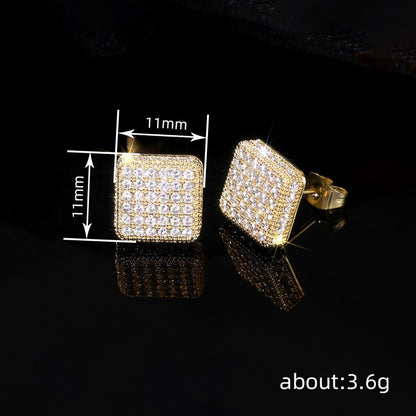 Simple Full-jeweled Stud Earrings Women's Fashion