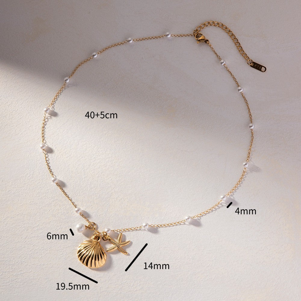 Titanium Steel Ocean Series Pearl Accessories Necklace