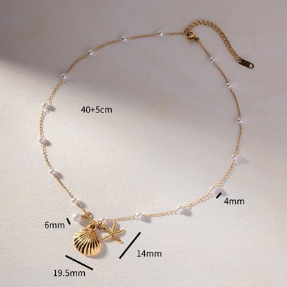 Titanium Steel Ocean Series Pearl Accessories Necklace