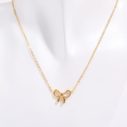 Simple Cute Bow Color-preserving Clavicle Pendant Necklace