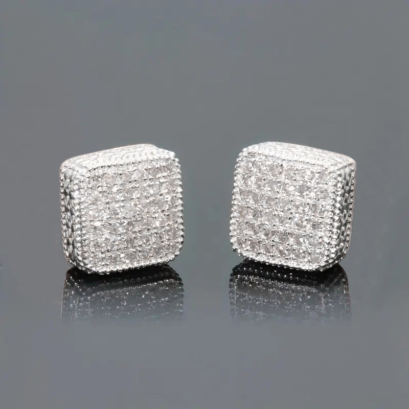 Simple Full-jeweled Stud Earrings Women's Fashion