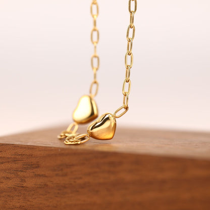 Retro Seven Heart-shaped Color-preserving Gold-plated Necklace