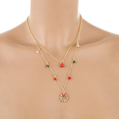 European And American Festival Ornament New Fashion Christmas Bell Snowflake Pendant Necklace