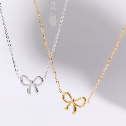 Simple Cute Bow Color-preserving Clavicle Pendant Necklace