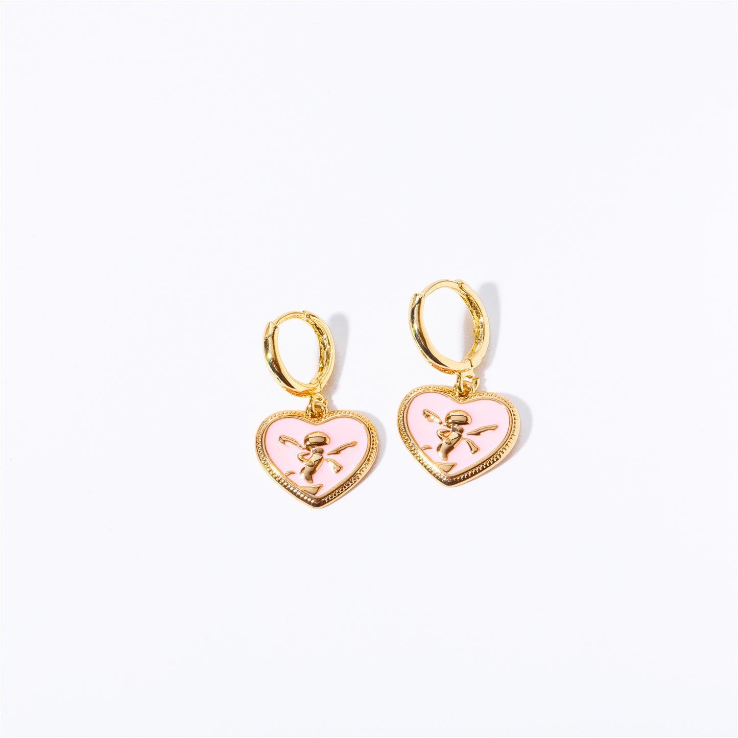 Titanium Steel Pink Peach Heart Women's Earrings