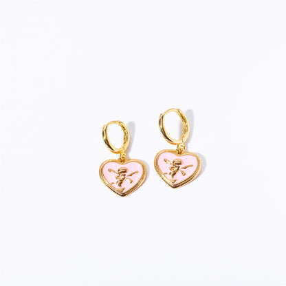 Titanium Steel Pink Peach Heart Women's Earrings