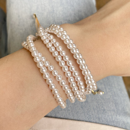 1 PCS Multilayer Pearl Bracelet For Women Unique Adjustable Rope Chic White Pearl Bracelet Elegant Wedding Jewely