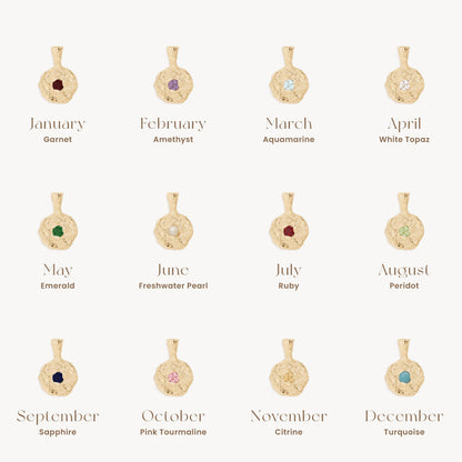 December Birthday Stone Birthstones Irregular Pendants Necklace Round