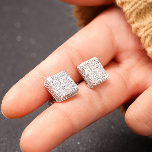 Simple Full-jeweled Stud Earrings Women's Fashion