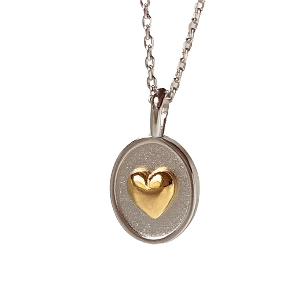 Two-color Love Oval Pendant Necklace For Women