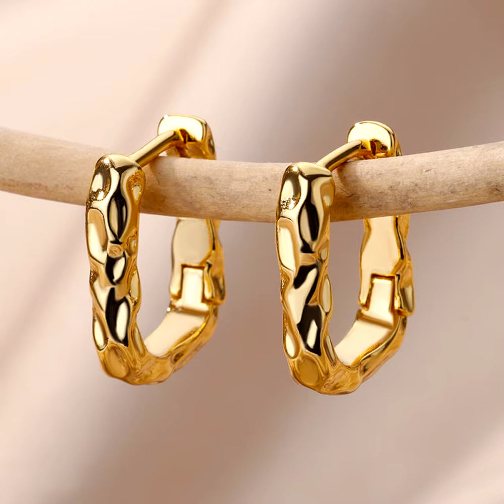 French Exquisite Elegant Square Pleated Ear Ring Geometric Sweet Cool Style Earrings