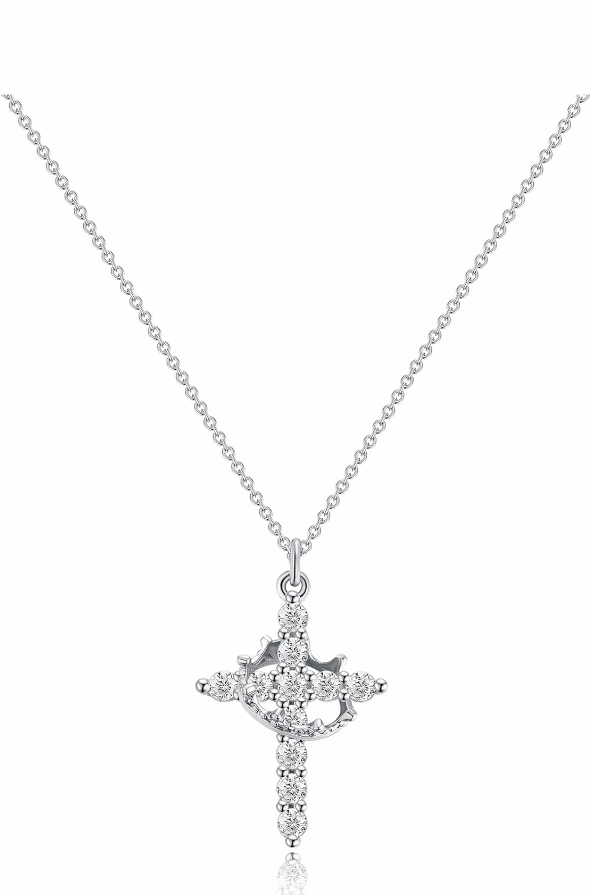 Cross Crown Rotatable Necklace All-match