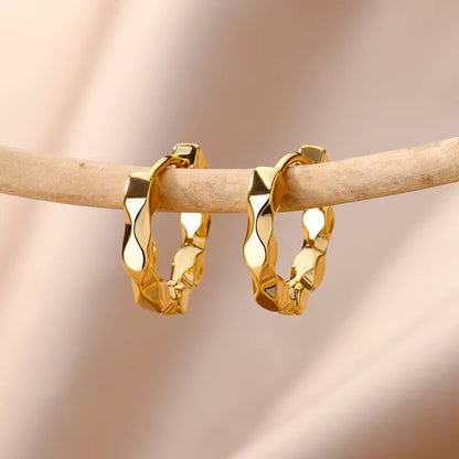 French Exquisite Elegant Square Pleated Ear Ring Geometric Sweet Cool Style Earrings