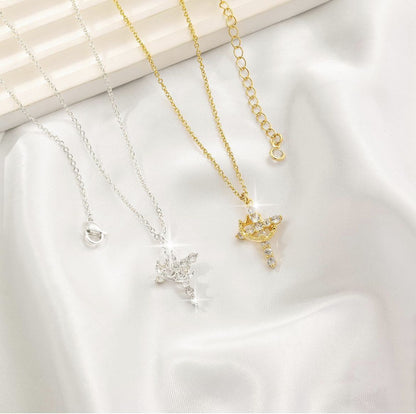 Cross Crown Rotatable Necklace All-match