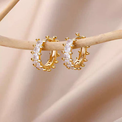 French Exquisite Elegant Square Pleated Ear Ring Geometric Sweet Cool Style Earrings