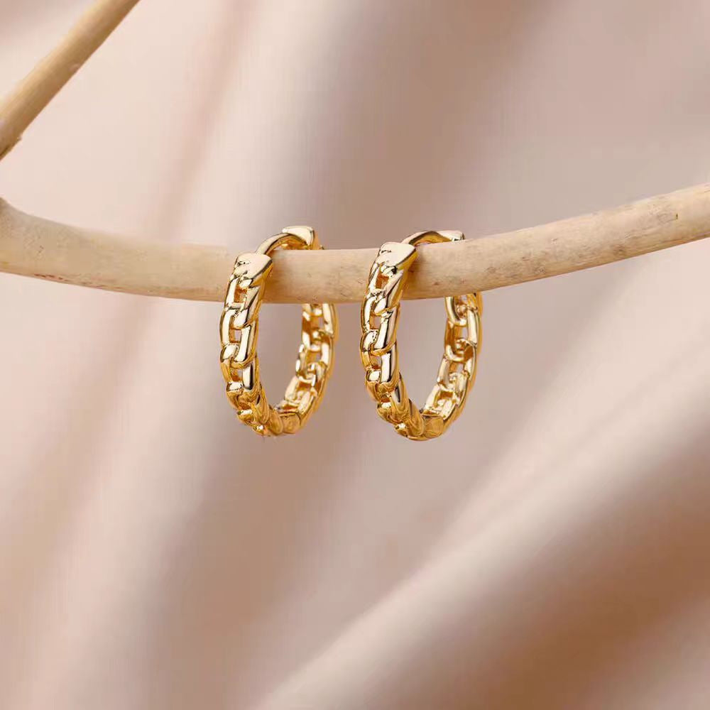 French Exquisite Elegant Square Pleated Ear Ring Geometric Sweet Cool Style Earrings