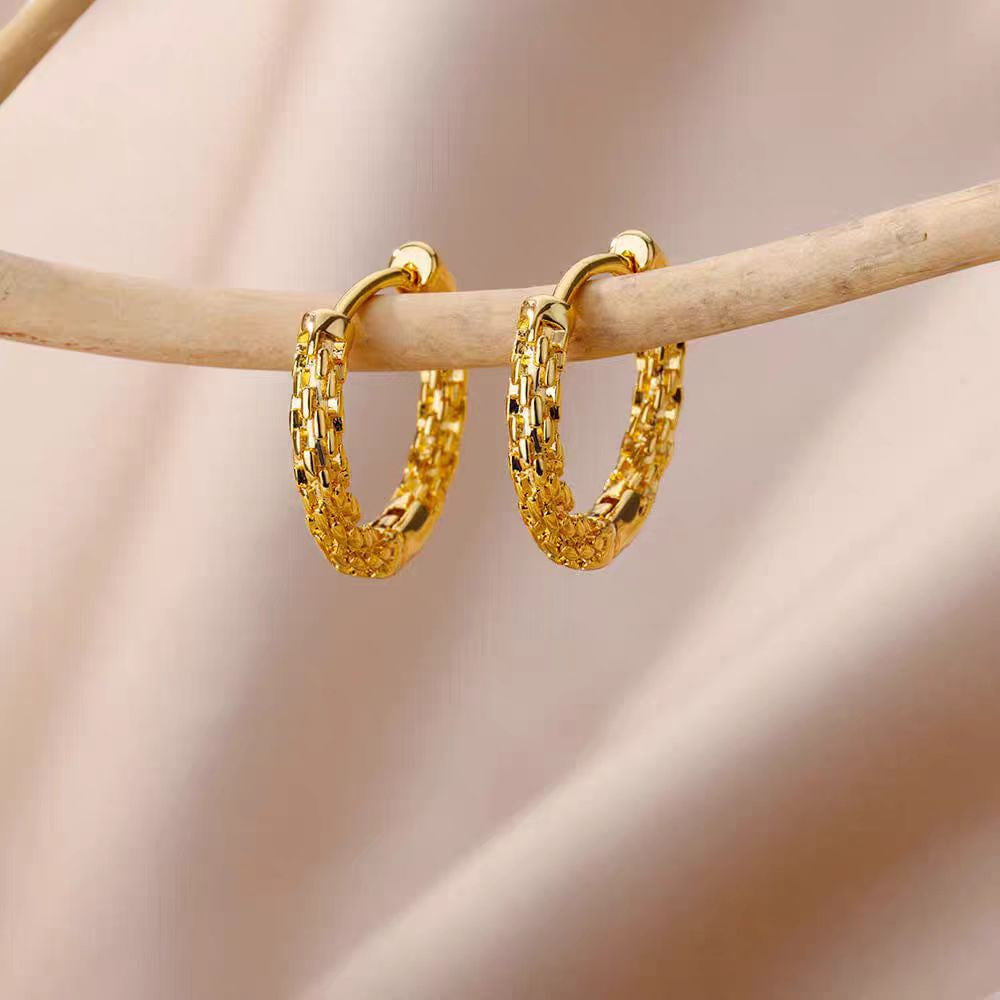 French Exquisite Elegant Square Pleated Ear Ring Geometric Sweet Cool Style Earrings