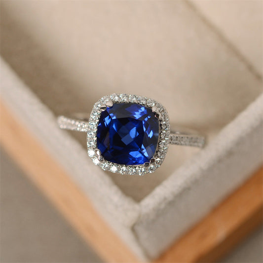 Women's Ring Sapphire Marriage Engagement Ring