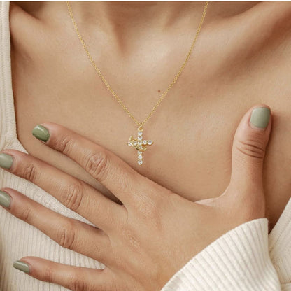 Cross Crown Rotatable Necklace All-match