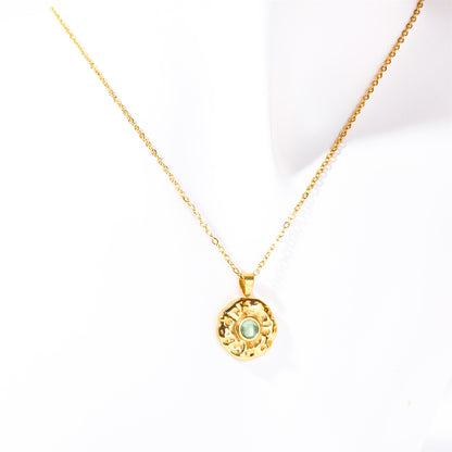 December Birthday Stone Birthstones Irregular Pendants Necklace Round