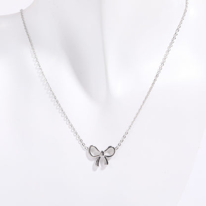 Simple Cute Bow Color-preserving Clavicle Pendant Necklace