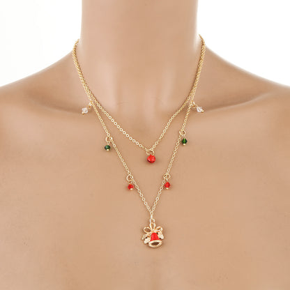 European And American Festival Ornament New Fashion Christmas Bell Snowflake Pendant Necklace