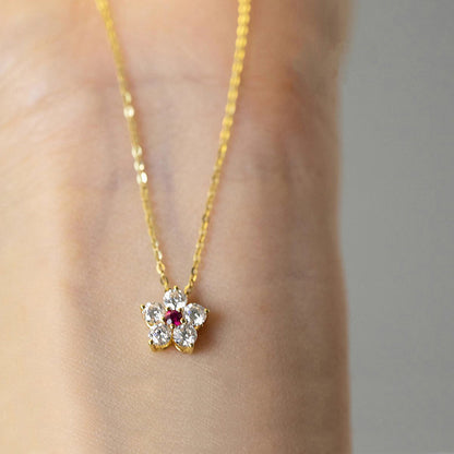 Sparkling Full Rhinestone Plum Ruby Necklace