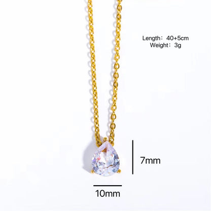 Titanium Steel Color-retaining Zircon Oval Round Pendant Necklace Simple