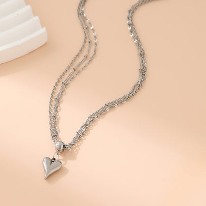 Stainless Steel Three-layer Queen Cross Necklace