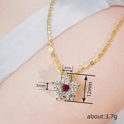 Sparkling Full Rhinestone Plum Ruby Necklace