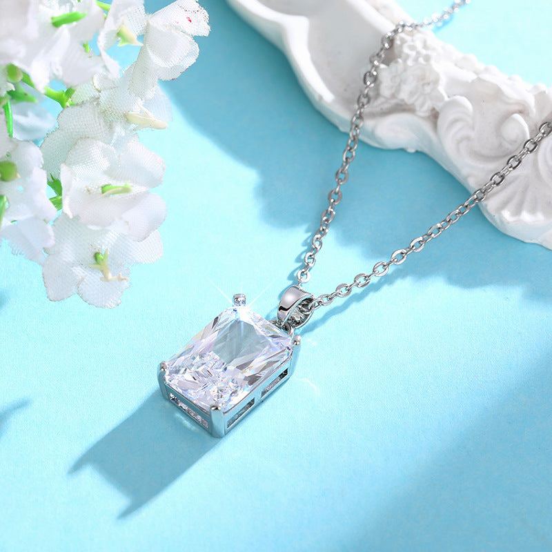 Women's Square Diamond Necklace Creative Pendant